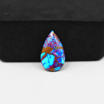 Stabilized Purple Mohave (Mojave) Turquoise Pear Cabochon 18x11x3mm 5ct - purple with blue Kingman turquoise nuggets and bronze veining - Pedra Gems.