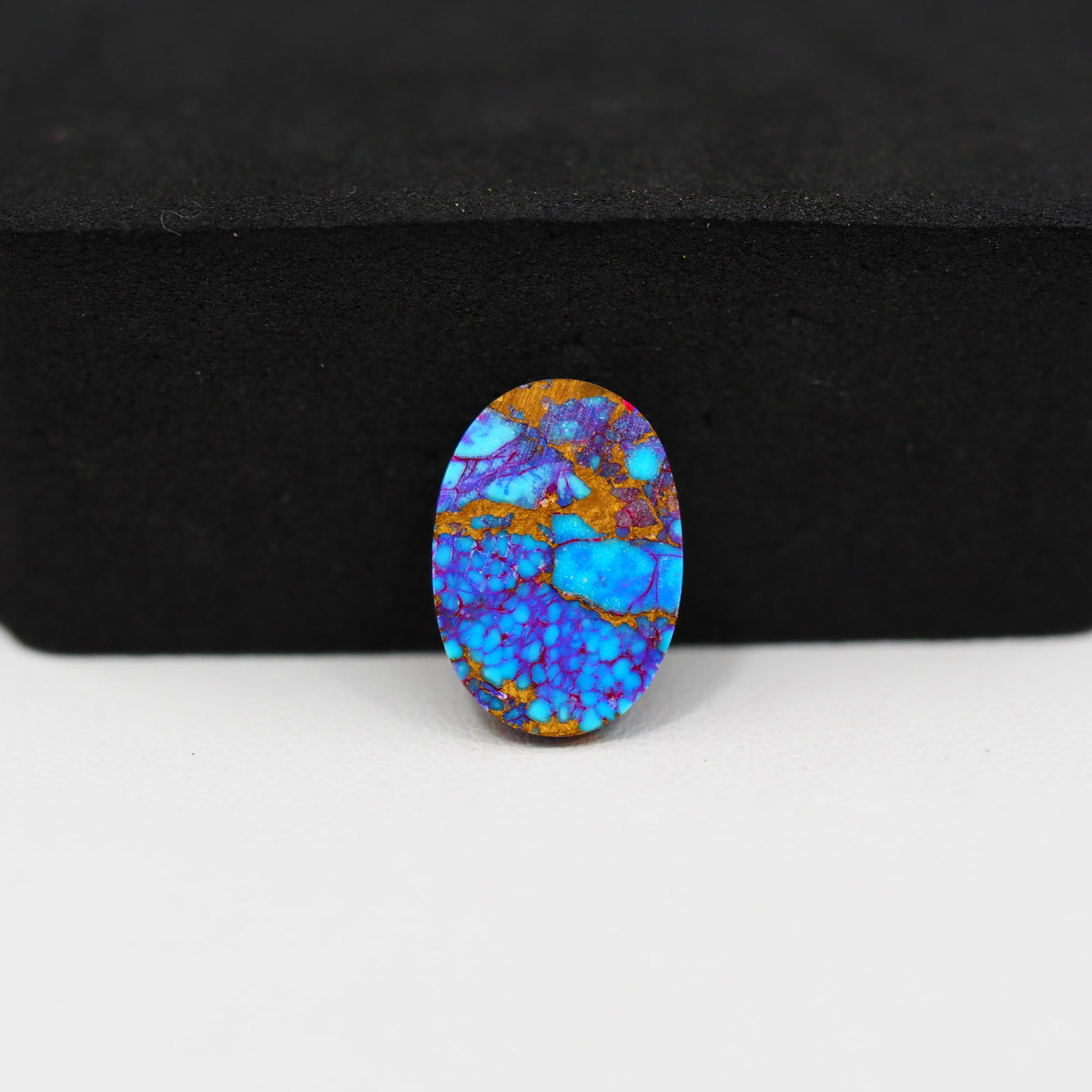 Stabilized Purple Mohave (Mojave) Turquoise Oval Cabochon 18x10x3mm 5ct - purple with blue Kingman turquoise nuggets and bronze veining - Pedra Gems.