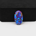 Stabilized Purple Mohave (Mojave) Turquoise Oval Cabochon 18x11x3mm 6.5ct - purple with blue Kingman turquoise nuggets and bronze veining - Pedra Gems.