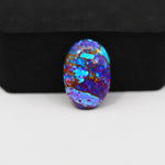 Stabilized Purple Mohave (Mojave) Turquoise Oval Cabochon 26x14x4mm 11.5ct - purple with blue Kingman turquoise nuggets and bronze veining - Pedra Gems.