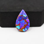 Stabilized Purple Mohave (Mojave) Turquoise Pear Cabochon 24x16x4mm 15ct - purple with blue Kingman turquoise nuggets and bronze veining - Pedra Gems.
