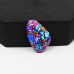 Stabilized Purple Mohave (Mojave) Turquoise Freeform Cabochon 24x15x5mm 14.5ct - purple with blue Kingman turquoise nuggets and bronze veining - Pedra Gems.