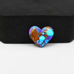 Stabilized Purple Mohave (Mojave) Turquoise Heart Cabochon 14x17x4mm 8.5ct - purple with blue Kingman turquoise nuggets and bronze veining - Pedra Gems.