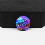 Stabilized Purple Mohave (Mojave) Turquoise Round Cabochon 17x17x4mm 10.5ct - purple with blue Kingman turquoise nuggets and bronze veining - Pedra Gems.