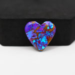 Stabilized Purple Mohave (Mojave) Turquoise Heart Cabochon 20x21x4mm 14ct - purple with blue Kingman turquoise nuggets and bronze veining - Pedra Gems.