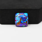Stabilized Purple Mohave (Mojave) Turquoise Cushion Cabochon 16x16x5mm 13.5ct - purple with blue Kingman turquoise nuggets and bronze veining - Pedra Gems.