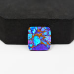 Stabilized Purple Mohave (Mojave) Turquoise Cushion Cabochon 16x16x5mm 13.5ct - purple with blue Kingman turquoise nuggets and bronze veining - Pedra Gems.