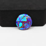 Stabilized Purple Mohave (Mojave) Turquoise Round Cabochon 17x17x3mm 8.5ct - purple with blue Kingman turquoise nuggets and bronze veining - Pedra Gems.