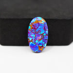 Stabilized Purple Mohave (Mojave) Turquoise Oval Cabochon 31x13x4mm 11.5ct - purple with blue Kingman turquoise nuggets and bronze veining - Pedra Gems.