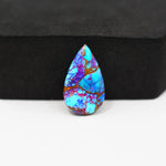 Stabilized Purple Mohave (Mojave) Turquoise Pear Cabochon 19x11x3mm 6ct - purple with blue Kingman turquoise nuggets and bronze veining - Pedra Gems.
