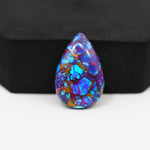 Stabilized Purple Mohave (Mojave) Turquoise Pear Cabochon 25x16x5mm 16ct - purple with blue Kingman turquoise nuggets and bronze veining - Pedra Gems.