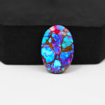 Stabilized Purple Mohave (Mojave) Turquoise Oval Cabochon 22x15x4mm 13.5ct - purple with blue Kingman turquoise nuggets and bronze veining - Pedra Gems.