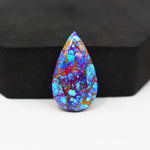 Stabilized Purple Mohave (Mojave) Turquoise Pear Cabochon 28x16x5mm 17.5ct - purple with blue Kingman turquoise nuggets and bronze veining - Pedra Gems.