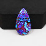 Stabilized Purple Mohave (Mojave) Turquoise Pear Cabochon 30x17x4mm 21.5ct - purple with blue Kingman turquoise nuggets and bronze veining - Pedra Gems.