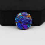 Stabilized Purple Mohave (Mojave) Turquoise Round Cabochon 20x20x5mm 19ct - purple with blue Kingman turquoise nuggets and bronze veining - Pedra Gems.