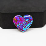 Stabilized Purple Mohave (Mojave) Turquoise Heart Cabochon 19x22x4mm 13.5ct - purple with blue Kingman turquoise nuggets and bronze veining - Pedra Gems.