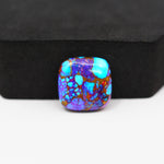 Stabilized Purple Mohave (Mojave) Turquoise Cushion Cabochon 16x16x4mm 12.5ct - purple with blue Kingman turquoise nuggets and bronze veining - Pedra Gems.