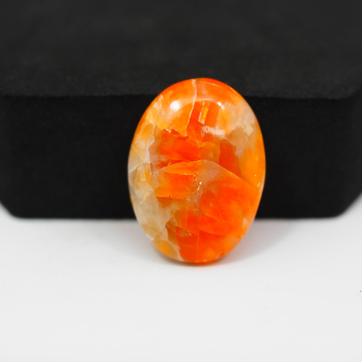 Natural Orange Calcite Oval Cabochon 25x18mm 19.5ct - warm honey-orange - Pedra Gems.