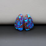 Stabilized Purple Mohave (Mojave) Turquoise freeform cabochon pair 20x12x3mm 14ct - purple with blue Kingman turquoise nuggets - photo 4 - Pedra Gems.