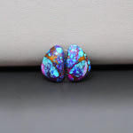 Stabilized Purple Mohave (Mojave) Turquoise freeform cabochon pair 14x10x3mm 7ct - purple with blue Kingman turquoise nuggets - photo 4 - Pedra Gems.