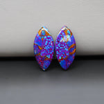 Stabilized Purple Mohave (Mojave) Turquoise marquise cabochon pair 23x10x3mm 20ct - purple with blue Kingman turquoise nuggets - photo 4 - Pedra Gems.
