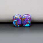 Stabilized Purple Mohave (Mojave) Turquoise cushion cabochon pair 14x10x3mm 10.5ct - purple with blue Kingman turquoise nuggets - photo 4 - Pedra Gems.