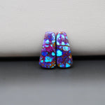 Stabilized Purple Mohave (Mojave) Turquoise trapezoid cabochon pair 18x8x3mm 9ct - purple with blue Kingman turquoise nuggets - photo 4 - Pedra Gems.