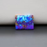 Stabilized Purple Mohave (Mojave) Turquoise rectangle cabochon pair 16x10x4mm 15ct - purple with blue Kingman turquoise nuggets - photo 4 - Pedra Gems.