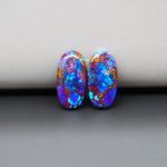 Stabilized Purple Mohave (Mojave) Turquoise oval cabochon pair 18x9x2mm 9.5ct - purple with blue Kingman turquoise nuggets - photo 4 - Pedra Gems.