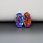 Stabilized Purple Mohave (Mojave) Turquoise oval cabochon pair 18x9x2mm 9.5ct - purple with blue Kingman turquoise nuggets - photo 3 - Pedra Gems.