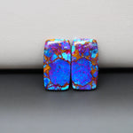 Stabilized Purple Mohave (Mojave) Turquoise rectangle cabochon pair 20x11x3mm 13ct - purple with blue Kingman turquoise nuggets - photo 4 - Pedra Gems.