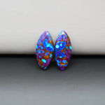 Stabilized Purple Mohave (Mojave) Turquoise marquise cabochon pair 21x9x3mm 10ct - purple with blue Kingman turquoise nuggets - photo 4 - Pedra Gems.