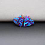 Stabilized Purple Mohave (Mojave) Turquoise heart cabochon pair 12x12x3mm 8.5ct - purple with blue Kingman turquoise nuggets - photo 4 - Pedra Gems.