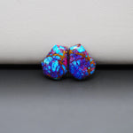 Stabilized Purple Mohave (Mojave) Turquoise coffin cabochon pair 13x10x3mm 9ct - purple with blue Kingman turquoise nuggets - photo 4 - Pedra Gems.