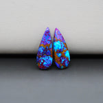 Stabilized Purple Mohave (Mojave) Turquoise pear cabochon pair 20x9x3mm 7.5ct - purple with blue Kingman turquoise nuggets - photo 4 - Pedra Gems.