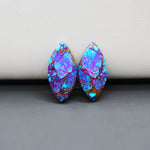 Stabilized Purple Mohave (Mojave) Turquoise marquise cabochon pair 22x11x3mm 13ct - purple with blue Kingman turquoise nuggets - photo 4 - Pedra Gems.