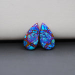 Stabilized Purple Mohave (Mojave) Turquoise pear cabochon pair 19x10x3mm 9.5ct - purple with blue Kingman turquoise nuggets - photo 4 - Pedra Gems.