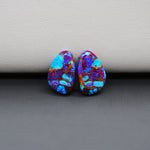 Stabilized Purple Mohave (Mojave) Turquoise freeform cabochon pair 15x9x3mm 9ct - purple with blue Kingman turquoise nuggets - photo 4 - Pedra Gems.