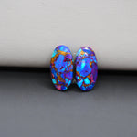 Stabilized Purple Mohave (Mojave) Turquoise oval cabochon pair 17x9x3mm 7.5ct - purple with blue Kingman turquoise nuggets - photo 4 - Pedra Gems.