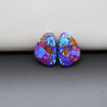 Stabilized Purple Mohave (Mojave) Turquoise freeform cabochon pair 16x11x3mm 12ct - purple with blue Kingman turquoise nuggets - photo 4 - Pedra Gems.