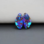 Stabilized Purple Mohave (Mojave) Turquoise freeform cabochon pair 20x10x3mm 12ct - purple with blue Kingman turquoise nuggets - photo 4 - Pedra Gems.