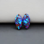 Stabilized Purple Mohave (Mojave) Turquoise marquise cabochon pair 17x8x3mm 8.5ct - purple with blue Kingman turquoise nuggets - photo 4 - Pedra Gems.