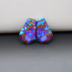 Stabilized Purple Mohave (Mojave) Turquoise coffin cabochon pair 19x12x3mm 16ct - purple with blue Kingman turquoise nuggets - photo 4 - Pedra Gems.
