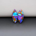 Stabilized Purple Mohave (Mojave) Turquoise marquise cabochon pair 20x7x4mm 9.5ct - purple with blue Kingman turquoise nuggets - photo 4 - Pedra Gems.