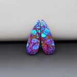 Stabilized Purple Mohave (Mojave) Turquoise pear cabochon pair 22x8x2mm 7.5ct - purple with blue Kingman turquoise nuggets - photo 4 - Pedra Gems.
