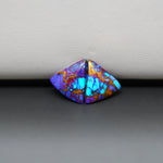Stabilized Purple Mohave (Mojave) Turquoise trapezoid cabochon pair 14x12x3mm 7.5ct - purple with blue Kingman turquoise nuggets - photo 4 - Pedra Gems.
