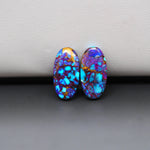 Stabilized Purple Mohave (Mojave) Turquoise oval cabochon pair 18x9x3mm 10.5ct - purple with blue Kingman turquoise nuggets - photo 4 - Pedra Gems.