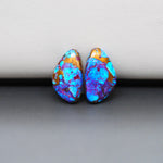 Stabilized Purple Mohave (Mojave) Turquoise freeform cabochon pair 18x11x4mm 13ct - purple with blue Kingman turquoise nuggets - photo 4 - Pedra Gems.