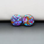 Stabilized Purple Mohave (Mojave) Turquoise round cabochon pair 14x14x4mm 14ct - purple with blue Kingman turquoise nuggets - photo 4 - Pedra Gems.