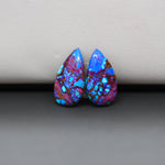 Stabilized Purple Mohave (Mojave) Turquoise pear cabochon pair 19x11x3mm 10ct - purple with blue Kingman turquoise nuggets - photo 4 - Pedra Gems.
